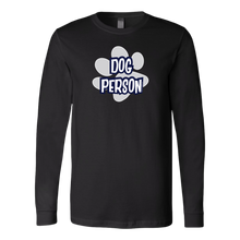 Load image into Gallery viewer, black long sleeve tee with Dog Person design on front