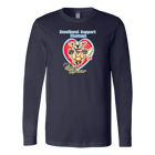 a navy blue long sleeve t-shirt with the OMG You're Home! original Golden Retriever dog design on the front