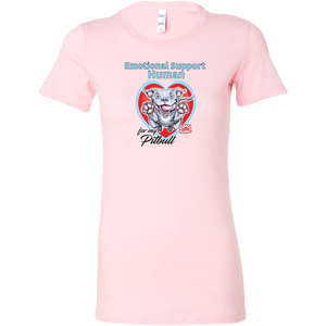 Womens pink t-shirt with Emotional Support Human for my Blue Nose Pitbull design on front