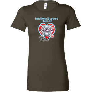 Womens green t-shirt with Emotional Support Human for my Blue Nose Pitbull design on front