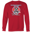 Emotional Support Human - Boston Terrier dog design on a red crewneck  sweatshirt