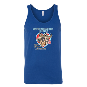 A blue tank top with the original German Shepherd design by OMG You're Home