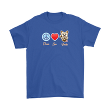 Load image into Gallery viewer, Peace Love Yorkie - Gildan Mens T-Shirt for Yorkshire Terrier dog lovers