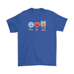 Peace Love Yorkie - Gildan Mens T-Shirt for Yorkshire Terrier dog lovers