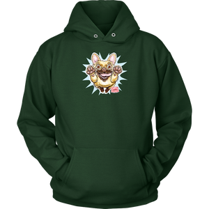 green Unisex Hoodie featuring the OMG Fawn French Bulldog - Frenchie 