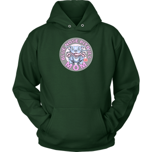 This comfy green hoodie features the OMG Blue Nose Pitbull Mom design on the front in full vibrant color. 