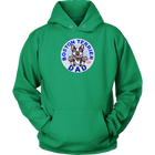 Boston Terrier dog dad design on a green hoodie
