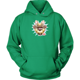 green Unisex Hoodie featuring the OMG Fawn French Bulldog - Frenchie 