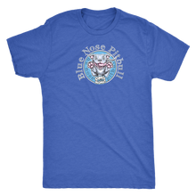 Load image into Gallery viewer, A royal blue Next Level Mens Triblend T-shirt for dog lovers featuring the OMG You&#39;re Home! Blue Nose Pitbull in full color on the front.