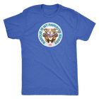 front view of a mens royal blue Triblend t-shirt by Next Level featuring the original Red Nose Pitbull artwork by OMG You're Home! Part of the "Rescue is my favorite breed" collection.
