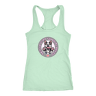 A soft green Next Level Racerback Tank featuring the OMG You're Home! Boston Terrier design with "Rescue is my favorite breed"