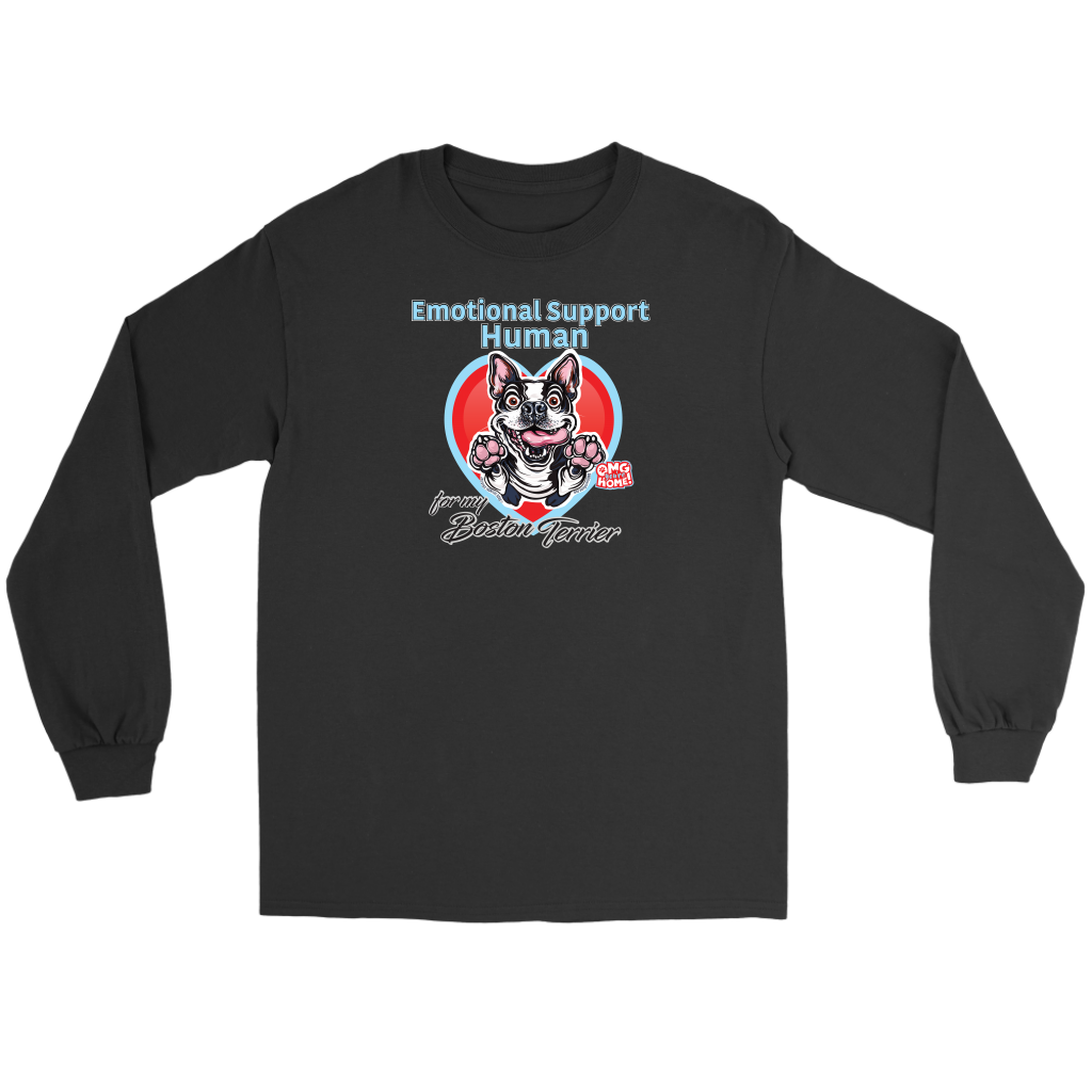 Boston Terrier dog on black long sleeve tee