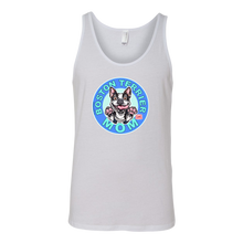 Load image into Gallery viewer, a white tank top with the OMG You&#39;re Home! Boston Terrier dog Mom design on the front 