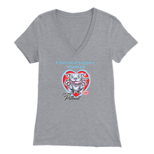 Load image into Gallery viewer, Emotional Support Human - Blue Nose Pitbull Womens V-Neck for Pittie Dog Lovers