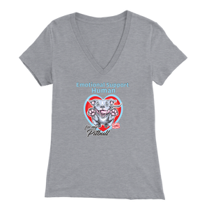 Emotional Support Human - Blue Nose Pitbull Womens V-Neck for Pittie Dog Lovers