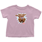 front view of a pink OMG You're Home t-shirt featuring the original Chocolate Labrador Retriever dog design on the front