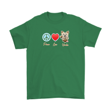 Load image into Gallery viewer, Peace Love Yorkie - Gildan Mens T-Shirt for Yorkshire Terrier dog lovers