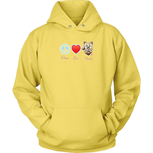 Peace Love Yorkie - Unisex Hoodie for the Yorkshire Terrier Dog Lover