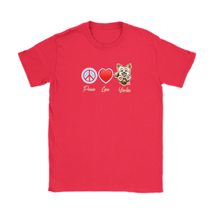 Peace Love Yorkie - Gildan Womens T-Shirt for the Yorkshire Terrier Dog Lover