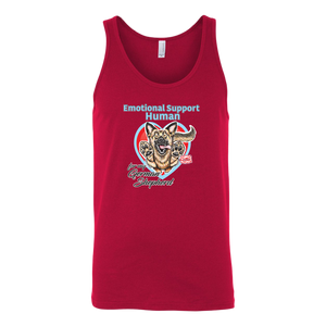 A red tank top with the original German Shepherd design by OMG You're Home