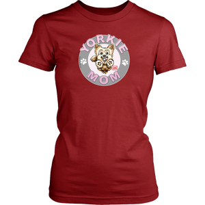 yorkie mom red tshirt for yorkshire terrier dog lovers