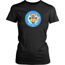 Load image into Gallery viewer, A womens black Shirt by District featuring the original Golden Retriever dog artwork on the front