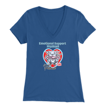 Load image into Gallery viewer, Emotional Support Human - Blue Nose Pitbull Womens V-Neck for Pittie Dog Lovers