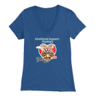 Bella Womens royal blue V-Neck. This comfortable shirt features the OMG You're Home German Shepherd dog design with the text "Emotional Support Human". 