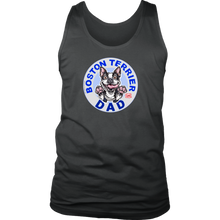 Load image into Gallery viewer, a grey tank top with the OMG You&#39;re Home! Boston Terrier dog dad design