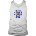a white tank top with the OMG You're Home! Boston Terrier dog dad design