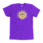 a mens purple dog lovers t-shirt featuring the original Golden Retriever artwork by OMG You're Home on the front