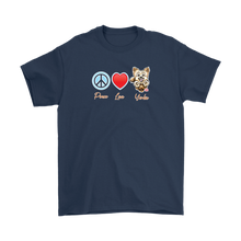 Load image into Gallery viewer, Peace Love Yorkie - Gildan Mens T-Shirt for Yorkshire Terrier dog lovers