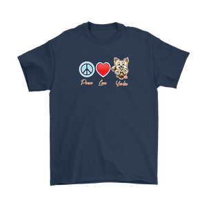 Peace Love Yorkie - Gildan Mens T-Shirt for Yorkshire Terrier dog lovers