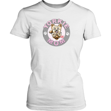 Load image into Gallery viewer, yorkie mom white tshirt for yorkshire terrier dog lovers