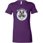 a woman's purple shirt with a Boston Terrier dog design by OMG You're Home