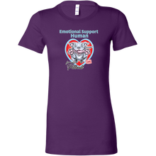 Load image into Gallery viewer, Womens purple t-shirt with Emotional Support Human for my Blue Nose Pitbull design on front