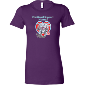 Womens purple t-shirt with Emotional Support Human for my Blue Nose Pitbull design on front