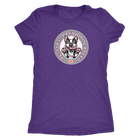 A purple triblend shirt for women featuring the OMG You're Home! Boston Terrier dog design with "Rescue is my favorite breed"