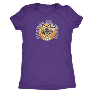 a  women's purple triblend shirt with the original German Shepherd design on the front in full color 