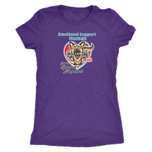 Load image into Gallery viewer, a purple Next Level Womens Triblend featuring the German Shepherd design in the Emotional Support Human collection