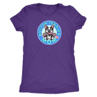 a woman's purple shirt with the Boston Terrier dog Mom design on the front