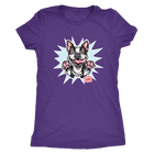 a purple Next Level Womens Triblend featuring the OMG You're Home Boston Terrier dog design in full color on the front. 