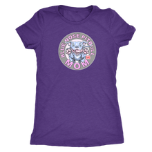 Load image into Gallery viewer, A soft a slim fitting Womens purple V-Neck by Next Level featuring the Blue Nose pitbull mom design on the front in full vibrant color.