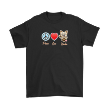 Load image into Gallery viewer, Peace Love Yorkie - Gildan Mens T-Shirt for Yorkshire Terrier dog lovers