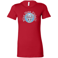 Load image into Gallery viewer, a women&#39;s red shirt with the Blue Nose pitbull design on the front