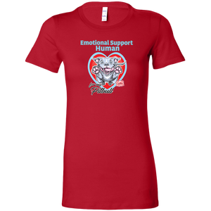 Womens red t-shirt with Emotional Support Human for my Blue Nose Pitbull design on front