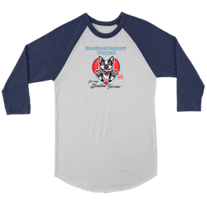 Emotional Support Human - Boston Terrier - Canvas Unisex 3/4 Raglan