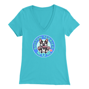 Boston Terrier Mom - Bella Womens V-Neck for the Bostie Mom