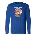 a royal blue long sleeve t-shirt with the OMG You're Home! original Golden Retriever dog design on the front