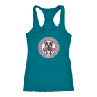 A teal green Next Level Racerback Tank featuring the OMG You're Home! Boston Terrier design with "Rescue is my favorite breed"
